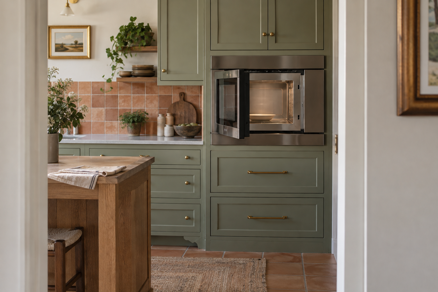 Illustrative Wolf microwave in a residential kitchen — AI image for Sub-Zero Repair Golden’s Bridge