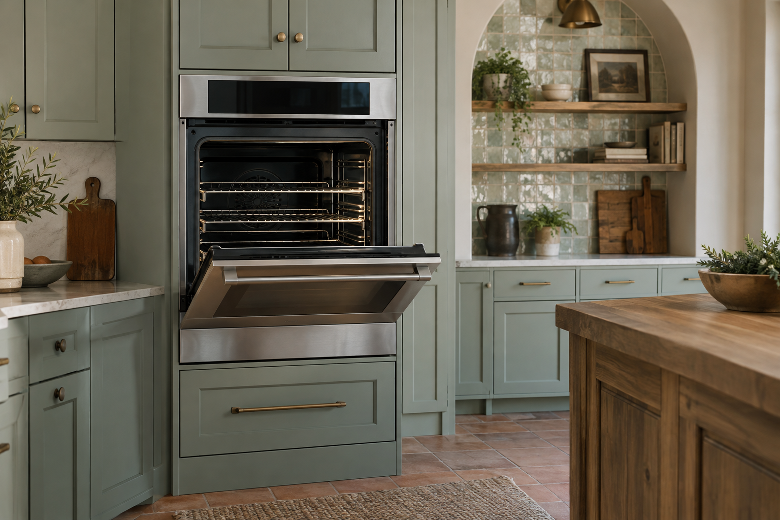 Illustrative Monogram oven in a residential kitchen — AI image for Sub-Zero Repair Golden’s Bridge